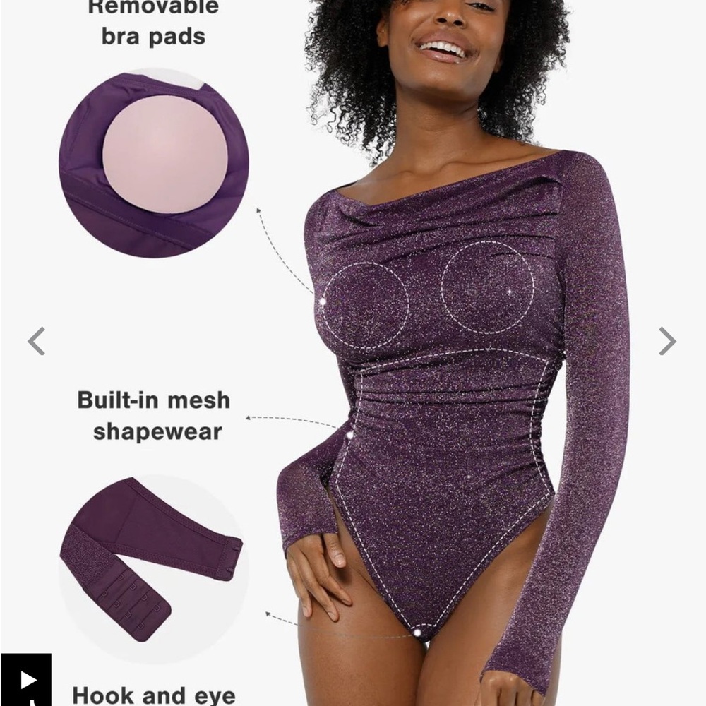 NWT Popilush Shapewear Knit Long Sleeve Slimming Bodysuit - Picture 8 of 15